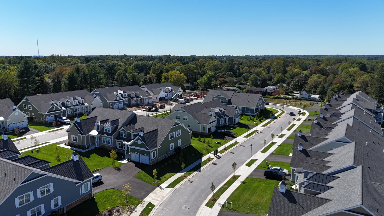 Aerial view of carriage homes in the Villas at Woodbrook, Baltimore County